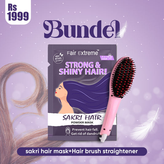 Bundle - Hair Brush Straightener + Sakri Hair Mask With Free Shipping